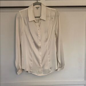Guess Women's Cream Button-Down Silk Blouse